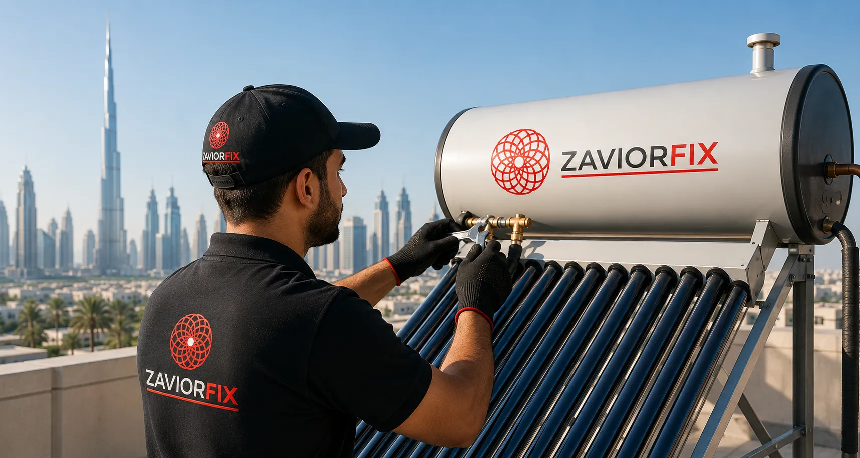 Professional plumber repairing sink pipes in a modern Dubai home